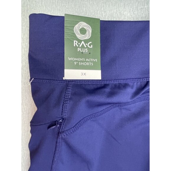 RAG Plus Navy Blue Womens High Waist 9" Inseam Shorts Stretch Zip Pockets 3X - Picture 9 of 11